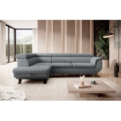 RAVEN L Left-Handed Free-Standing Corner Sofa with Sleep Function in ARAGON 93 Grey Fabric - VERSAILLES Edition RAVEN L Left-Handed Free-Standing Corner Sofa with Sleep Function in ARAGON 93 Grey Fabric - VERSAILLES Edition