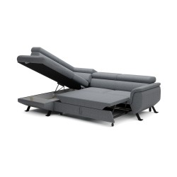 RAVEN L Left-Handed Free-Standing Corner Sofa with Sleep Function in ARAGON 93 Grey Fabric - VERSAILLES Edition RAVEN L Left-Handed Free-Standing Corner Sofa with Sleep Function in ARAGON 93 Grey Fabric - VERSAILLES Edition