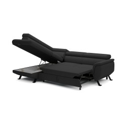 RAVEN L Left-Handed Freestanding Corner Sofa with Sleep Function in ARAGON 99 Black Fabric - VERSAILLES Edition RAVEN L Left-Handed Freestanding Corner Sofa with Sleep Function in ARAGON 99 Black Fabric - VERSAILLES Edition