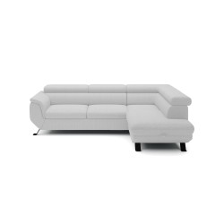 RAVEN L Shaped Right-Sided Free-Standing Sleeper Sofa in ARAGON 01 White Fabric - VERSAILLES Edition