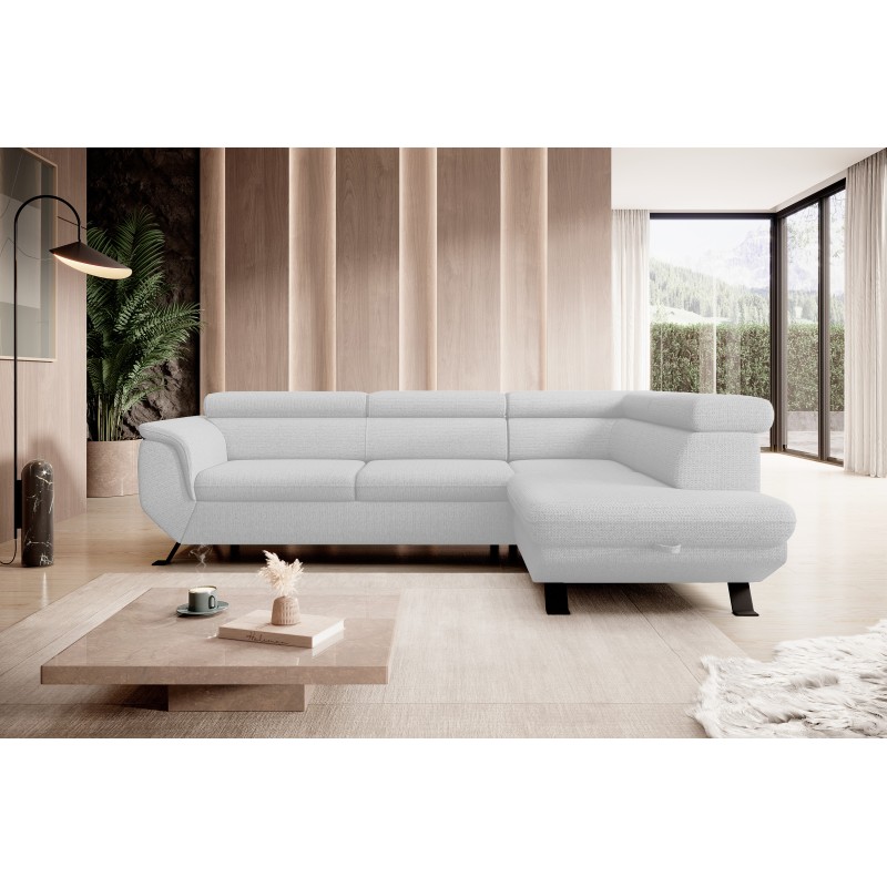 RAVEN L Shaped Right-Sided Free-Standing Sleeper Sofa in ARAGON 01 White Fabric - VERSAILLES Edition RAVEN L Shaped Right-Sided Free-Standing Sleeper Sofa in ARAGON 01 White Fabric - VERSAILLES Edition