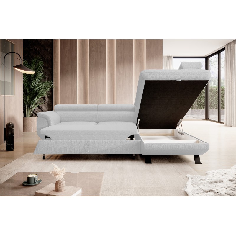 RAVEN L Shaped Right-Sided Free-Standing Sleeper Sofa in ARAGON 01 White Fabric - VERSAILLES Edition RAVEN L Shaped Right-Sided Free-Standing Sleeper Sofa in ARAGON 01 White Fabric - VERSAILLES Edition