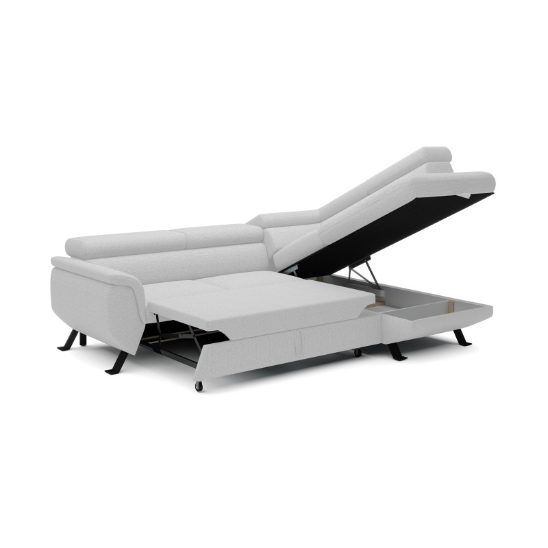 RAVEN L Shaped Right-Sided Free-Standing Sleeper Sofa in ARAGON 01 White Fabric - VERSAILLES Edition RAVEN L Shaped Right-Sided Free-Standing Sleeper Sofa in ARAGON 01 White Fabric - VERSAILLES Edition