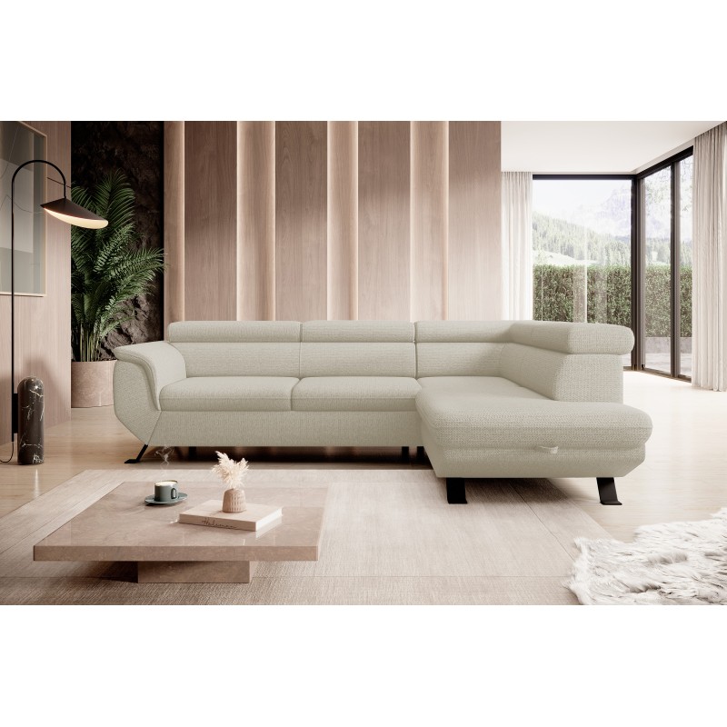 RAVEN L Right-Handed Free-Standing Corner Sofa with Sleep Function in ARAGON 03 Beige Fabric from WERSAL RAVEN L Right-Handed Free-Standing Corner Sofa with Sleep Function in ARAGON 03 Beige Fabric from WERSAL