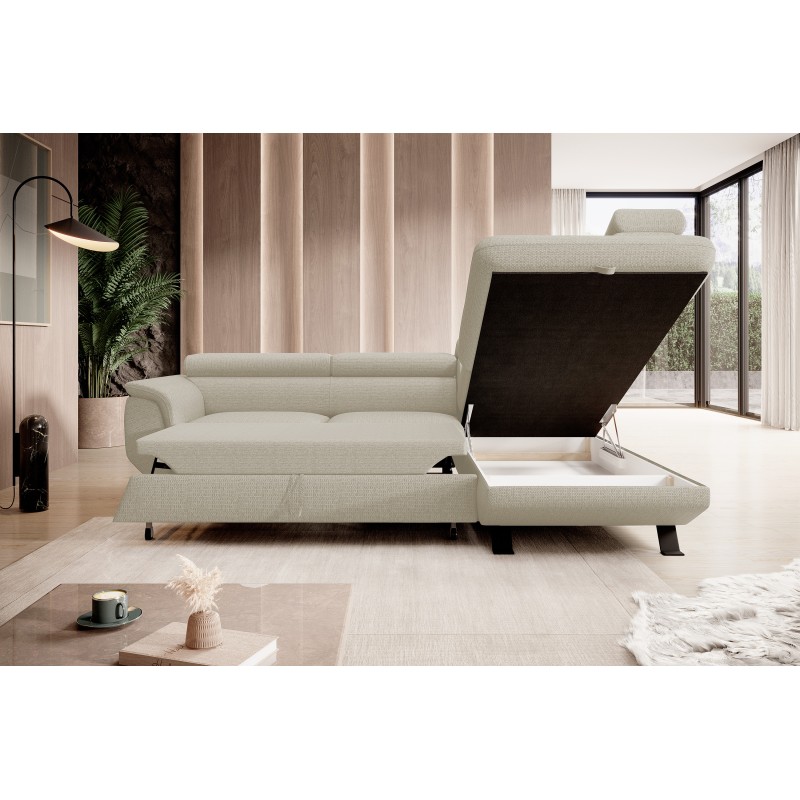 RAVEN L Right-Handed Free-Standing Corner Sofa with Sleep Function in ARAGON 03 Beige Fabric from WERSAL RAVEN L Right-Handed Free-Standing Corner Sofa with Sleep Function in ARAGON 03 Beige Fabric from WERSAL