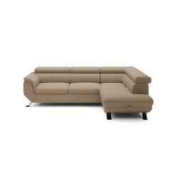 RAVEN L-Shaped Right-Handed Free-Standing Sleeper Sofa in ARAGON 14 Cappuccino Fabric - VERSAILLES Edition