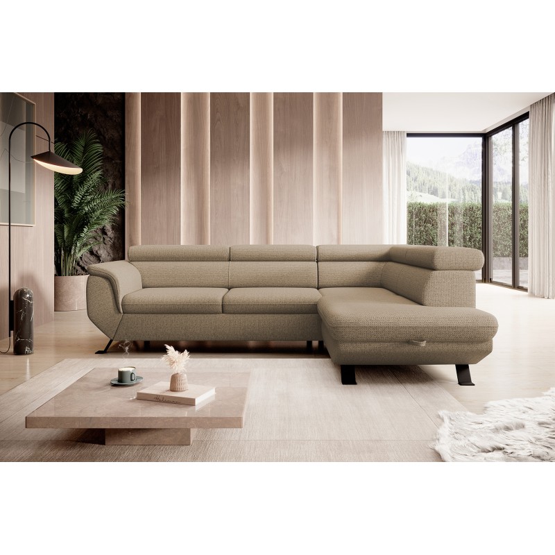 Premium RAVEN L-Shaped Sleeper Sofa in ARAGON 14 Cappuccino Fabric - VERSAILLES Edition Premium RAVEN L-Shaped Sleeper Sofa in ARAGON 14 Cappuccino Fabric - VERSAILLES Edition