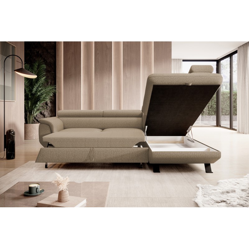 Premium RAVEN L-Shaped Sleeper Sofa in ARAGON 14 Cappuccino Fabric - VERSAILLES Edition Premium RAVEN L-Shaped Sleeper Sofa in ARAGON 14 Cappuccino Fabric - VERSAILLES Edition