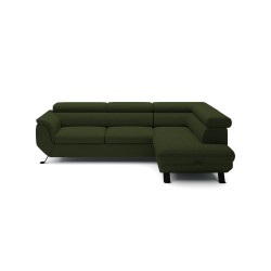 RAVEN L Right-Handed Freestanding Corner Sofa with Sleep Function in ARAGON 39 Dark Green Fabric - VERSAILLES Edition