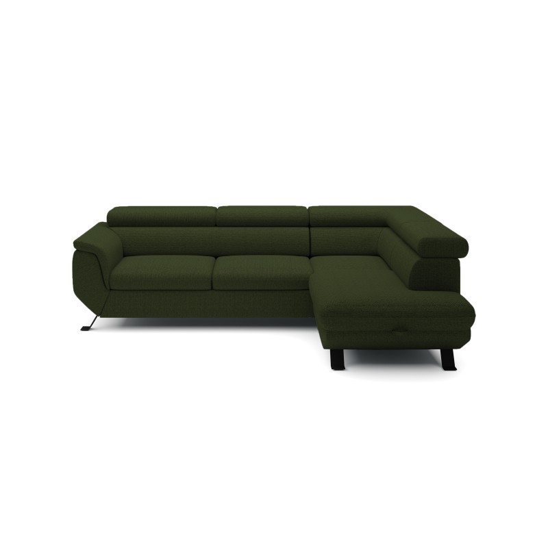 RAVEN L Right-Handed Freestanding Corner Sofa with Sleep Function in ARAGON 39 Dark Green Fabric - VERSAILLES Edition RAVEN L Right-Handed Freestanding Corner Sofa with Sleep Function in ARAGON 39 Dark Green Fabric - VERSAILLES Edition