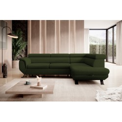 RAVEN L Right-Handed Freestanding Corner Sofa with Sleep Function in ARAGON 39 Dark Green Fabric - VERSAILLES Edition RAVEN L Right-Handed Freestanding Corner Sofa with Sleep Function in ARAGON 39 Dark Green Fabric - VERSAILLES Edition