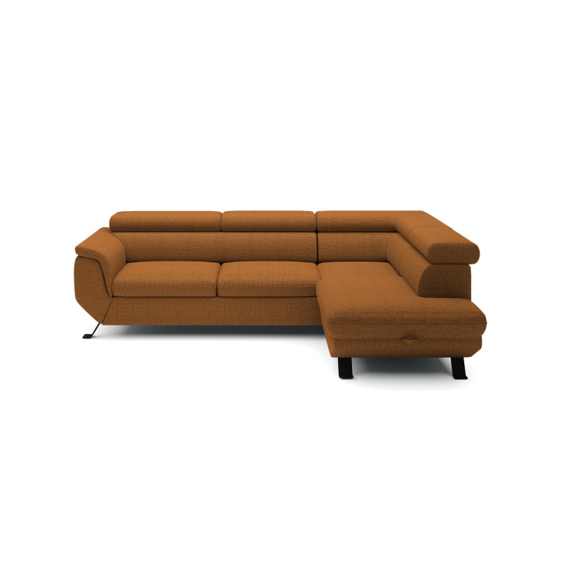 RAVEN L Right-Sided Free-Standing Corner Sofa with Sleep Function in ARAGON 56 Brown Fabric - VERSAILLES Edition