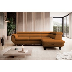 RAVEN L Right-Sided Free-Standing Corner Sofa with Sleep Function in ARAGON 56 Brown Fabric - VERSAILLES Edition RAVEN L Right-Sided Free-Standing Corner Sofa with Sleep Function in ARAGON 56 Brown Fabric - VERSAILLES Edition
