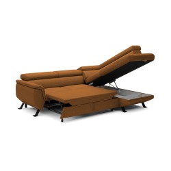 RAVEN L Right-Sided Free-Standing Corner Sofa with Sleep Function in ARAGON 56 Brown Fabric - VERSAILLES Edition RAVEN L Right-Sided Free-Standing Corner Sofa with Sleep Function in ARAGON 56 Brown Fabric - VERSAILLES Edition