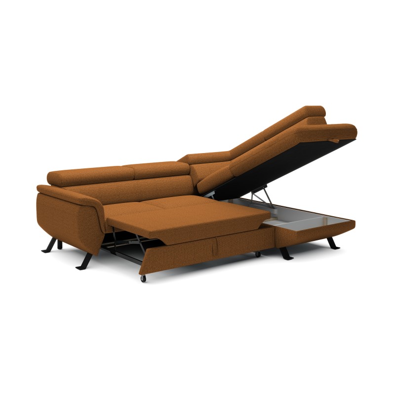 RAVEN L Right-Sided Free-Standing Corner Sofa with Sleep Function in ARAGON 56 Brown Fabric - VERSAILLES Edition RAVEN L Right-Sided Free-Standing Corner Sofa with Sleep Function in ARAGON 56 Brown Fabric - VERSAILLES Edition