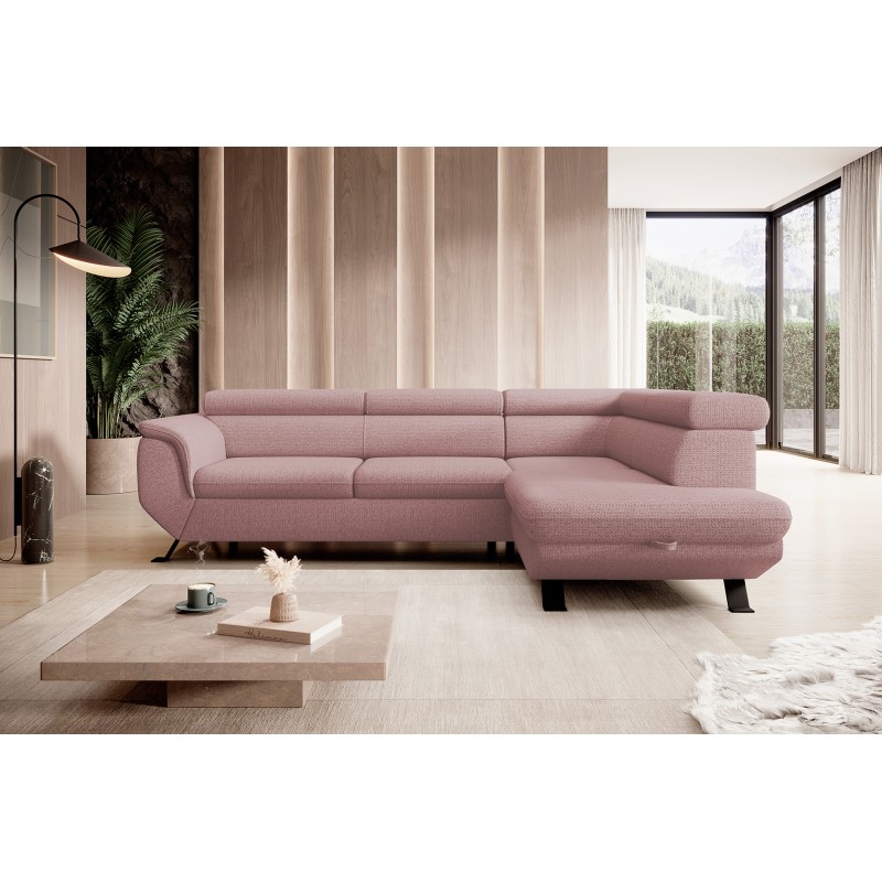 RAVEN L Right-Facing Standalone Corner Sofa with Sleep Function in Powder Pink ARAGON 62 Fabric - VERSAILLES Edition RAVEN L Right-Facing Standalone Corner Sofa with Sleep Function in Powder Pink ARAGON 62 Fabric - VERSAILLES Edition