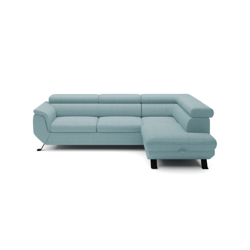 RAVEN L-shaped Right-Handed Free-Standing Sleeper Corner Sofa in ARAGON 70 Light Blue Fabric - VERSAILLES Edition RAVEN L-shaped Right-Handed Free-Standing Sleeper Corner Sofa in ARAGON 70 Light Blue Fabric - VERSAILLES Edition