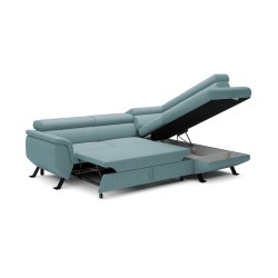 RAVEN L-shaped Right-Handed Free-Standing Sleeper Corner Sofa in ARAGON 70 Light Blue Fabric - VERSAILLES Edition RAVEN L-shaped Right-Handed Free-Standing Sleeper Corner Sofa in ARAGON 70 Light Blue Fabric - VERSAILLES Edition
