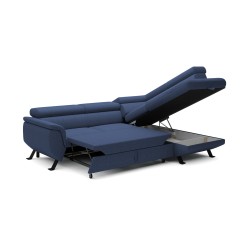 RAVEN L-Shaped Right-Hand Free-Standing Corner Sofa with Sleep Function in ARAGON 79 Blue Fabric by WERSAL RAVEN L-Shaped Right-Hand Free-Standing Corner Sofa with Sleep Function in ARAGON 79 Blue Fabric by WERSAL