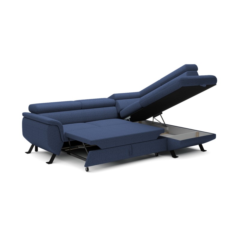RAVEN L-Shaped Right-Hand Free-Standing Corner Sofa with Sleep Function in ARAGON 79 Blue Fabric by WERSAL RAVEN L-Shaped Right-Hand Free-Standing Corner Sofa with Sleep Function in ARAGON 79 Blue Fabric by WERSAL
