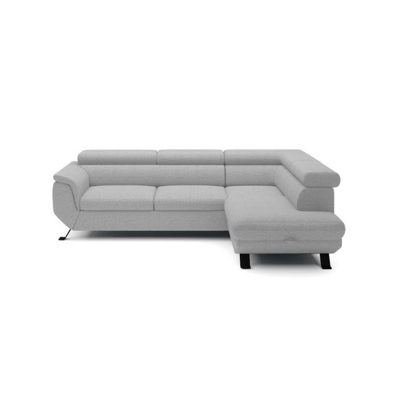 RAVEN L Right-Handed Free-Standing Corner Sofa with Sleep Function in ARAGON 83 Ash Grey Fabric - VERSAILLES Edition