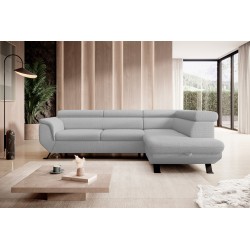 RAVEN L Right-Handed Free-Standing Corner Sofa with Sleep Function in ARAGON 83 Ash Grey Fabric - VERSAILLES Edition RAVEN L Right-Handed Free-Standing Corner Sofa with Sleep Function in ARAGON 83 Ash Grey Fabric - VERSAILLES Edition