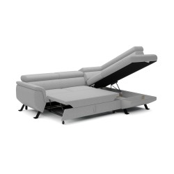 RAVEN L Right-Handed Free-Standing Corner Sofa with Sleep Function in ARAGON 83 Ash Grey Fabric - VERSAILLES Edition RAVEN L Right-Handed Free-Standing Corner Sofa with Sleep Function in ARAGON 83 Ash Grey Fabric - VERSAILLES Edition