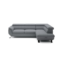 RAVEN L Right-Handed Freestanding Corner Sofa Bed in ARAGON 93 Grey Fabric by WERSAL