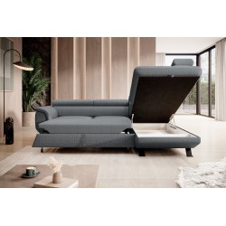 RAVEN L Right-Handed Freestanding Corner Sofa Bed in ARAGON 93 Grey Fabric by WERSAL RAVEN L Right-Handed Freestanding Corner Sofa Bed in ARAGON 93 Grey Fabric by WERSAL