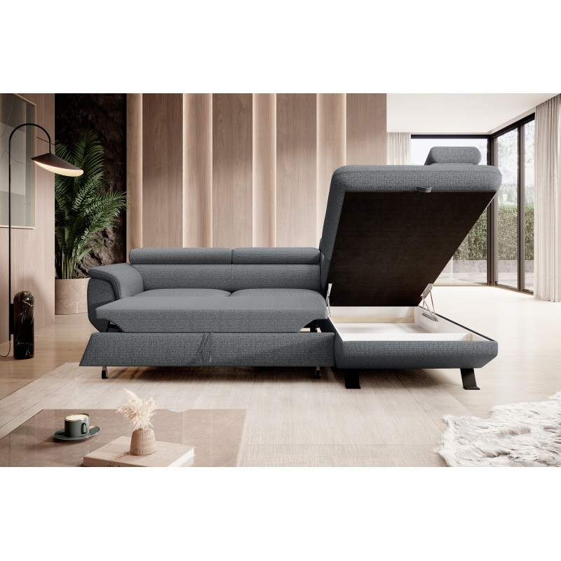 RAVEN L Right-Handed Freestanding Corner Sofa Bed in ARAGON 93 Grey Fabric by WERSAL RAVEN L Right-Handed Freestanding Corner Sofa Bed in ARAGON 93 Grey Fabric by WERSAL