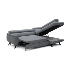 RAVEN L Right-Handed Freestanding Corner Sofa Bed in ARAGON 93 Grey Fabric by WERSAL RAVEN L Right-Handed Freestanding Corner Sofa Bed in ARAGON 93 Grey Fabric by WERSAL