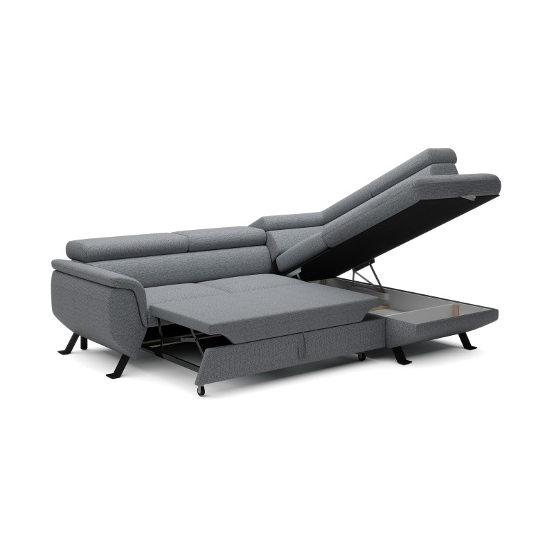 RAVEN L Right-Handed Freestanding Corner Sofa Bed in ARAGON 93 Grey Fabric by WERSAL RAVEN L Right-Handed Freestanding Corner Sofa Bed in ARAGON 93 Grey Fabric by WERSAL