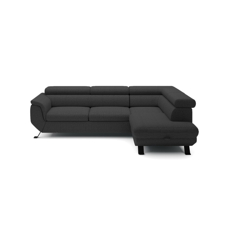 RAVEN L-Shaped Right-Handed Freestanding Corner Sofa with Sleep Function in ARAGON 99 Black Fabric - VERSAILLES Edition RAVEN L-Shaped Right-Handed Freestanding Corner Sofa with Sleep Function in ARAGON 99 Black Fabric - VERSAILLES Edition