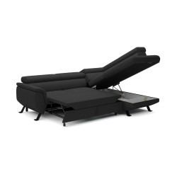 RAVEN L-Shaped Right-Handed Freestanding Corner Sofa with Sleep Function in ARAGON 99 Black Fabric - VERSAILLES Edition RAVEN L-Shaped Right-Handed Freestanding Corner Sofa with Sleep Function in ARAGON 99 Black Fabric - VERSAILLES Edition