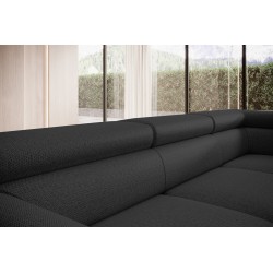 RAVEN L-Shaped Right-Handed Freestanding Corner Sofa with Sleep Function in ARAGON 99 Black Fabric - VERSAILLES Edition RAVEN L-Shaped Right-Handed Freestanding Corner Sofa with Sleep Function in ARAGON 99 Black Fabric - VERSAILLES Edition