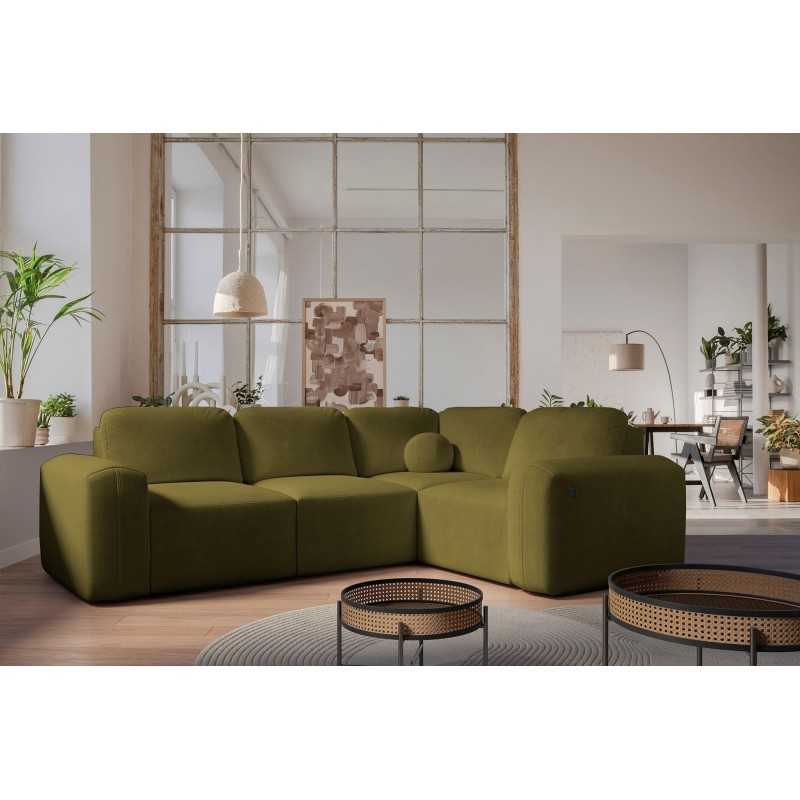 Monaco II corner sofa with sleeping function in Velor fabric, Velo 629 - elegance and functionality in one