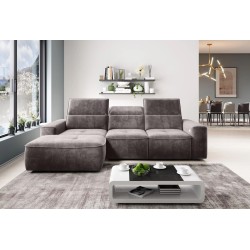 COLOMBO Mini Left-Hand Corner Sofa with Electric Sleep Function and PALLADIUM 05 Brown Storage Compartment by VERSAL COLOMBO Mini Left-Hand Corner Sofa with Electric Sleep Function and PALLADIUM 05 Brown Storage Compartment by VERSAL
