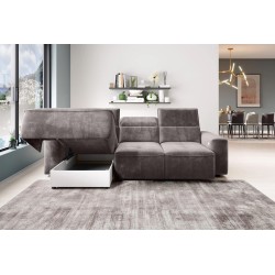COLOMBO Mini Left-Hand Corner Sofa with Electric Sleep Function and PALLADIUM 05 Brown Storage Compartment by VERSAL COLOMBO Mini Left-Hand Corner Sofa with Electric Sleep Function and PALLADIUM 05 Brown Storage Compartment by VERSAL