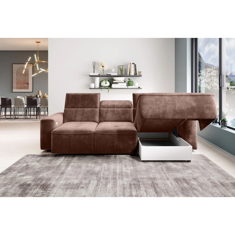 COLOMBO Mini Left-Handed Corner Sofa with Electric Sleep Function and PALLADIUM 08 Copper Storage Box WERSAL COLOMBO Mini Left-Handed Corner Sofa with Electric Sleep Function and PALLADIUM 08 Copper Storage Box WERSAL