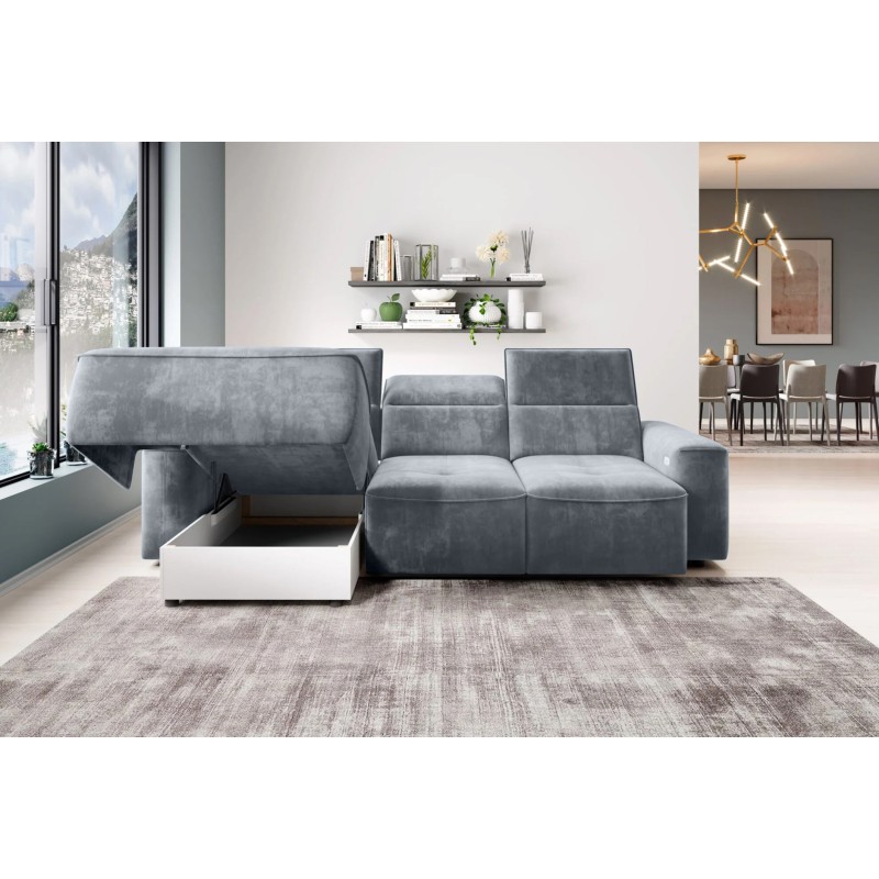 COLOMBO Mini Left-Handed Corner Sofa with Electric Sleep Function and PALLADIUM 15 Grey Storage WERSAL COLOMBO Mini Left-Handed Corner Sofa with Electric Sleep Function and PALLADIUM 15 Grey Storage WERSAL