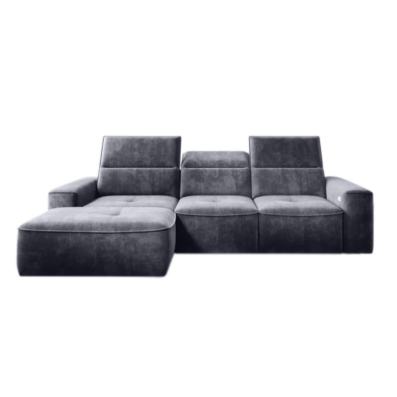 COLOMBO Mini Left-Handed Corner Sofa with Electric Sleep Function, PALLADIUM 16 Dark Gray Storage Compartment, VERSAL Edition