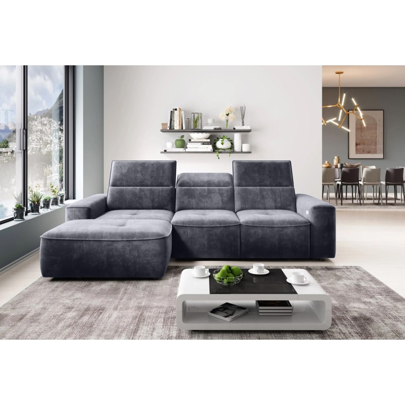 COLOMBO Mini Left-Handed Corner Sofa with Electric Sleep Function, PALLADIUM 16 Dark Gray Storage Compartment, VERSAL Edition COLOMBO Mini Left-Handed Corner Sofa with Electric Sleep Function, PALLADIUM 16 Dark Gray Storage Compartment, VERSAL Edition