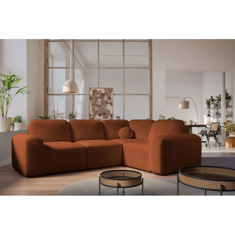 Monaco II corner sofa with sleeping function in Velour fabric, Velo 627 - elegance and functionality in one