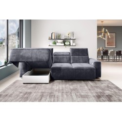 COLOMBO Mini Left-Handed Corner Sofa with Electric Sleep Function, PALLADIUM 16 Dark Gray Storage Compartment, VERSAL Edition COLOMBO Mini Left-Handed Corner Sofa with Electric Sleep Function, PALLADIUM 16 Dark Gray Storage Compartment, VERSAL Edition