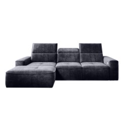 COLOMBO Mini Left-Handed Corner Sofa with Electric Sleep Function and PALLADIUM 19 Anthracite Storage Compartment WERSAL