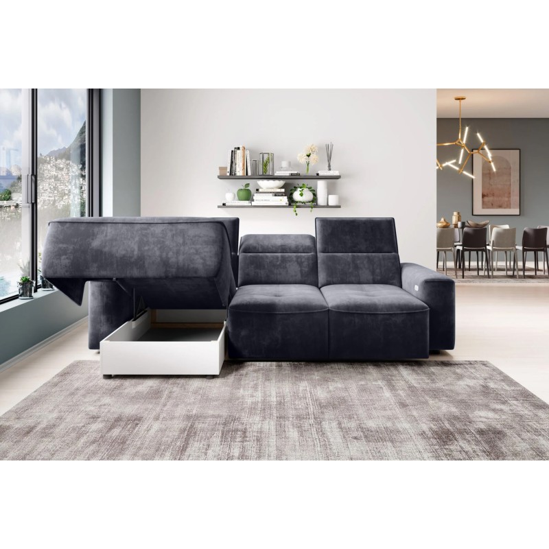 COLOMBO Mini Left-Handed Corner Sofa with Electric Sleep Function and PALLADIUM 19 Anthracite Storage Compartment WERSAL COLOMBO Mini Left-Handed Corner Sofa with Electric Sleep Function and PALLADIUM 19 Anthracite Storage Compartment WERSAL