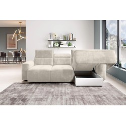 COLOMBO Mini Right-Hand Corner Sofa with Electric Sleep Function and PALLADIUM 02 Beige Storage Compartment WERSAL COLOMBO Mini Right-Hand Corner Sofa with Electric Sleep Function and PALLADIUM 02 Beige Storage Compartment WERSAL