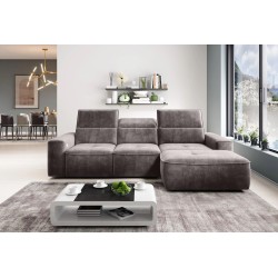 COLOMBO Mini Right-Hand Corner Sofa with Electric Sleep Function and PALLADIUM 05 Brown Storage Compartment by WERSAL COLOMBO Mini Right-Hand Corner Sofa with Electric Sleep Function and PALLADIUM 05 Brown Storage Compartment by WERSAL