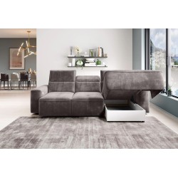 COLOMBO Mini Right-Hand Corner Sofa with Electric Sleep Function and PALLADIUM 05 Brown Storage Compartment by WERSAL COLOMBO Mini Right-Hand Corner Sofa with Electric Sleep Function and PALLADIUM 05 Brown Storage Compartment by WERSAL