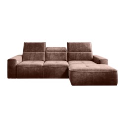 COLOMBO Mini Right-Hand Corner Sofa with Electric Sleep Function and PALLADIUM 08 Copper Storage Compartment WERSAL